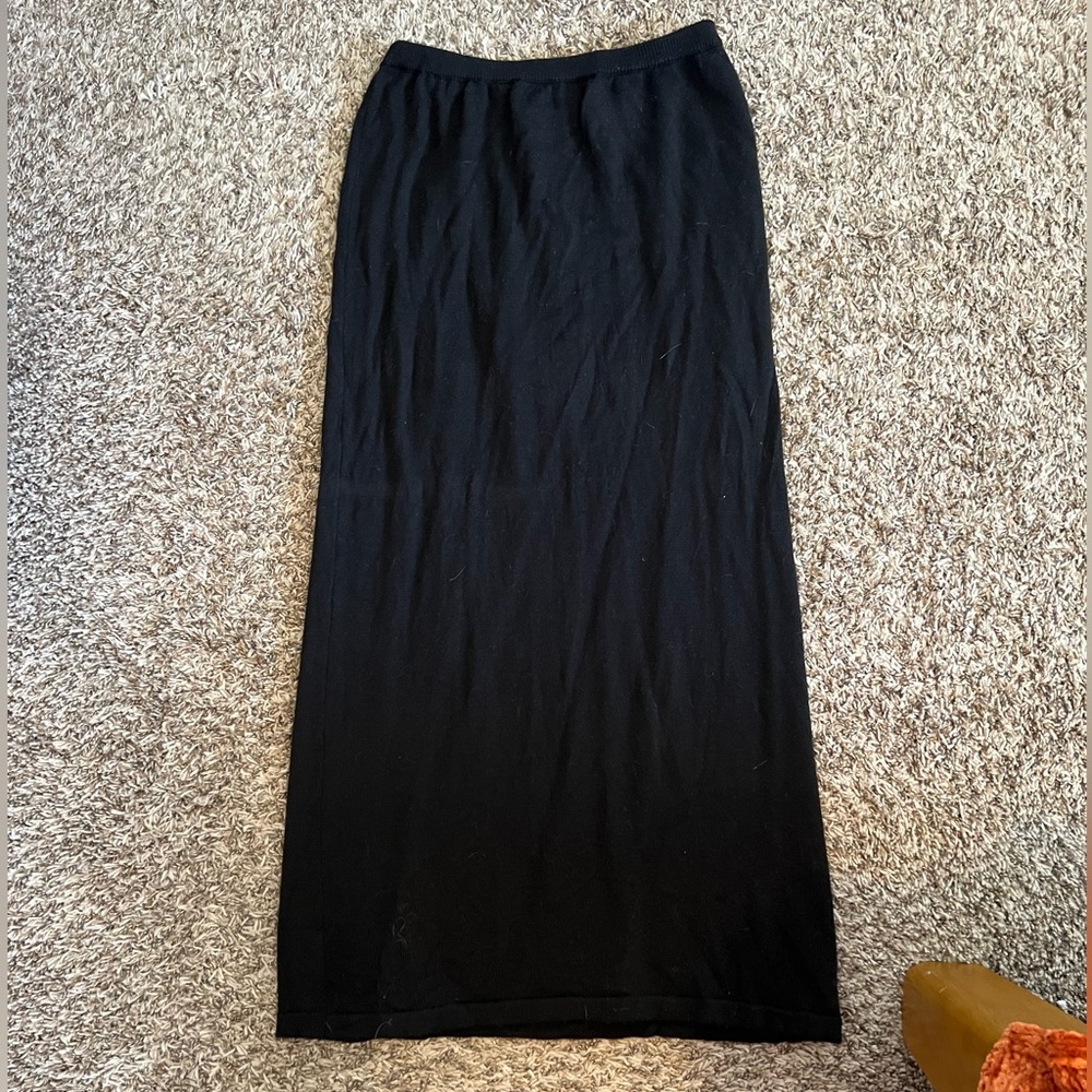 Classic Wool Black Maxi Skirt